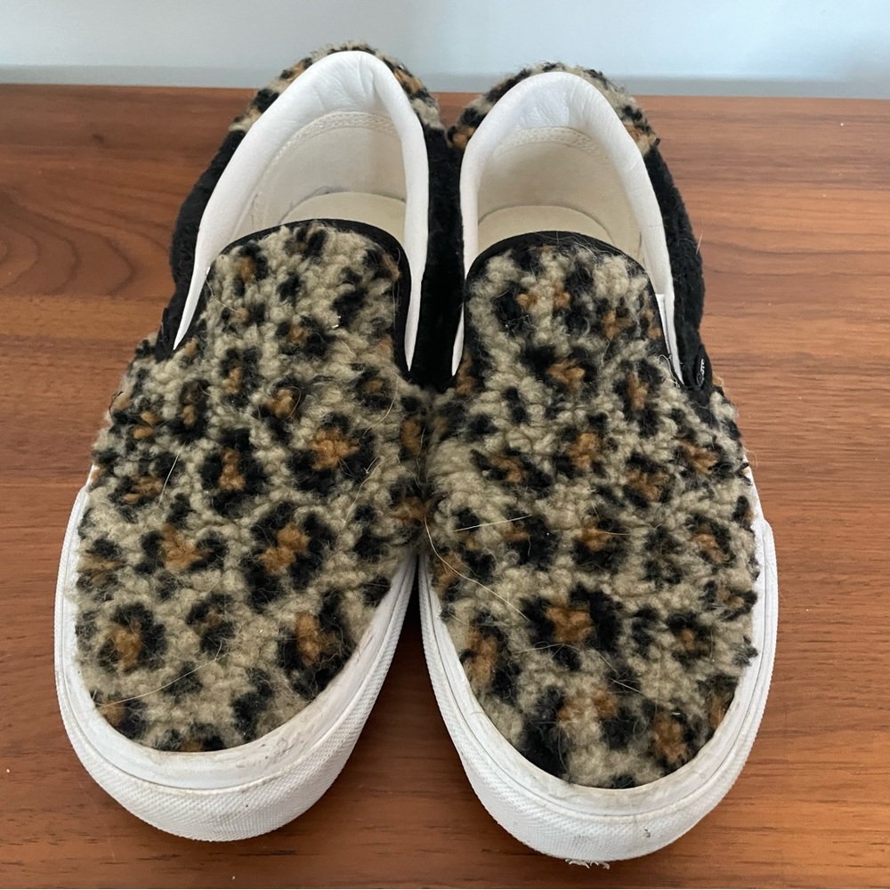 Vans 59 Sherpa Leopard Cheetah Print Slip On Sneakers Low Top Women Size 8